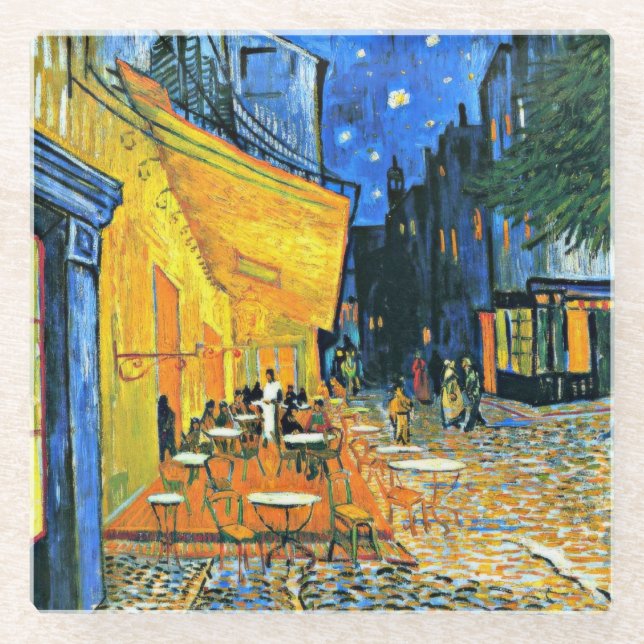 Posavasos De Vidrio Van Gogh - Cafe Terrace, famoso cuadro (Anverso)