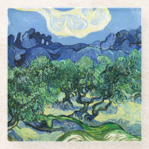 Posavasos De Vidrio Van Gogh - Olivos con Alpilles en el fondo