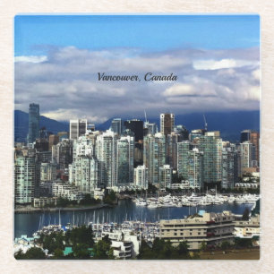 Posavasos De Vidrio Vancouver, paisaje urbano panorámico de Canadá
