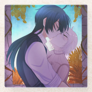 Posavasos De Vidrio Vanitas y Jeanne Coaster Líneas Borrosas Beso