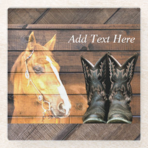 Posavasos De Vidrio Vaquero Caballo bota junta militar