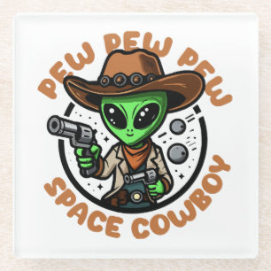 Posavasos De Vidrio Vaquero Espacial Alien Funny