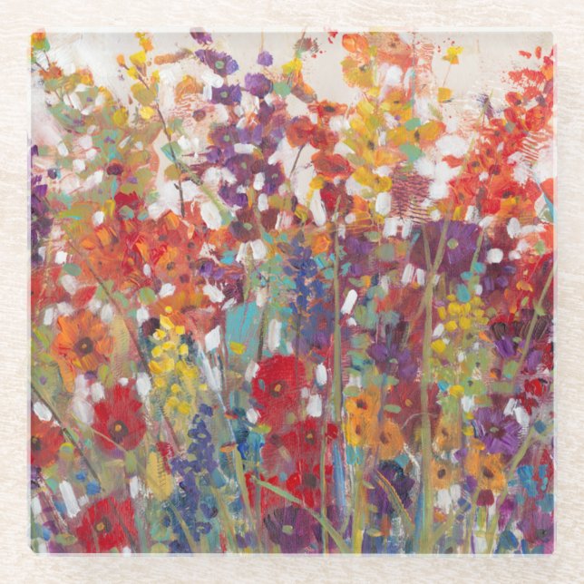 Posavasos De Vidrio Variedad de flores (Anverso)