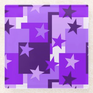 Posavasos De Vidrio Varios matices de estrellas moradas en plazas mora