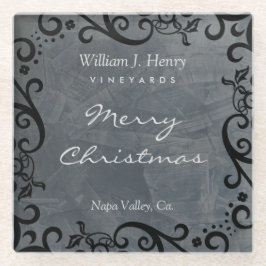 Posavasos De Vidrio Vaso de vino de Navidad negro personalizado
