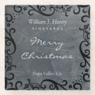 Posavasos De Vidrio Vaso de vino de Navidad negro personalizado