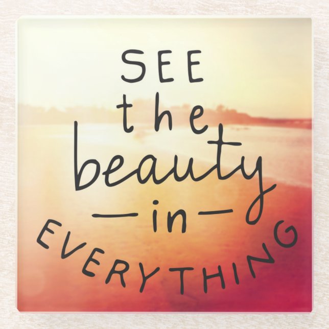 Posavasos De Vidrio Vea la belleza en todo (Anverso)