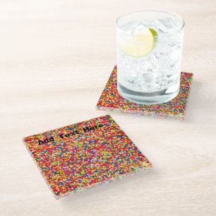 Posavasos De Vidrio Vela arcoiris rociada