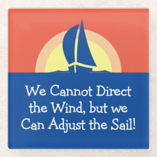 Posavasos De Vidrio Vela De Carreras De Yate Con Atardecer