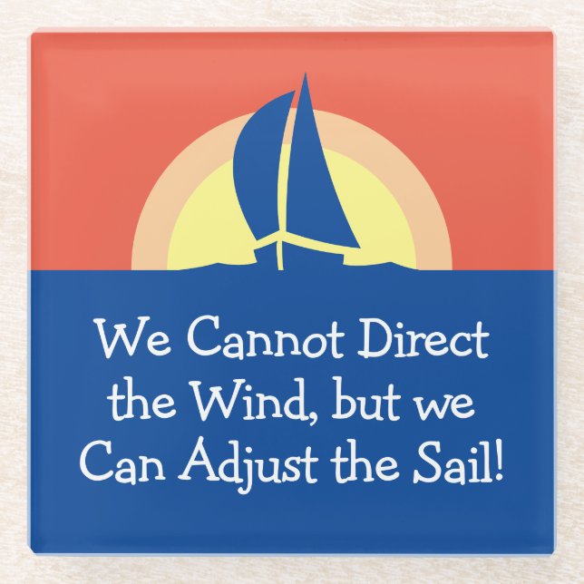 Posavasos De Vidrio Vela De Carreras De Yate Con Atardecer (Anverso)