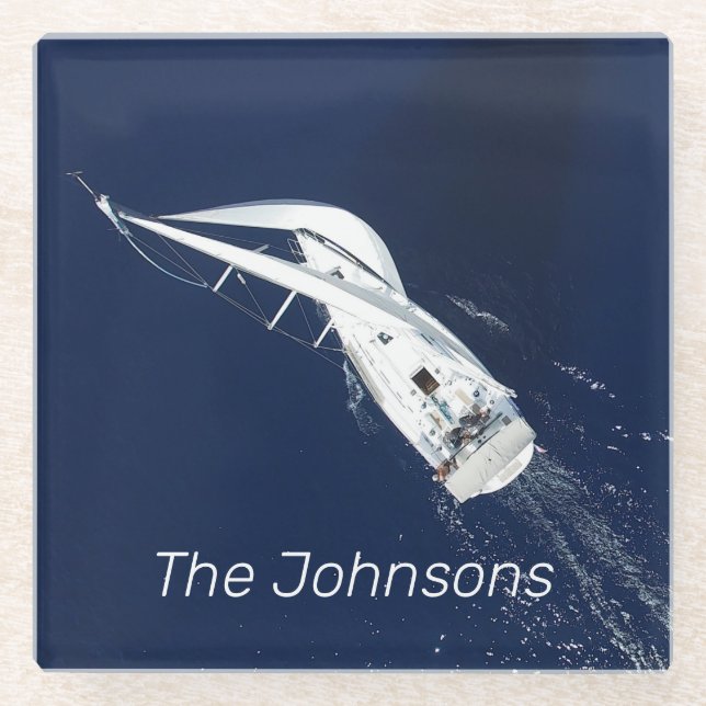 Posavasos De Vidrio Vela libre vista de pájaro (Anverso)