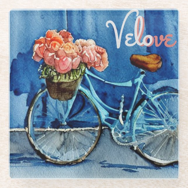 Posavasos De Vidrio Velo Love Cycling (Anverso)