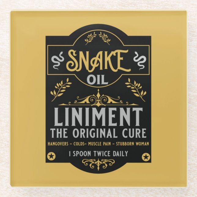 Posavasos De Vidrio Vendedor de aceite de serpiente regalos graciosos  (Anverso)