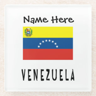 Posavasos De Vidrio Venezuela Bandera Venezolana Nombre Personalizado