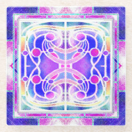 Posavasos De Vidrio Ventana Catedral de Vidrio Manchado en Lilac y Ros