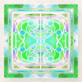 Posavasos De Vidrio Ventana de la Catedral de Vidrio Manchado en Verde