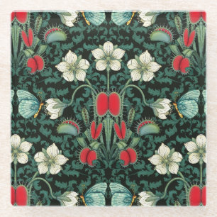 Posavasos De Vidrio Venus Flytrampa y mariposa azul