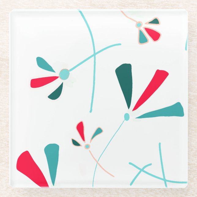 Posavasos De Vidrio Verano Campo Costura (Anverso)