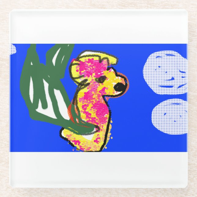 Posavasos De Vidrio Verano de caballitos de mar (Anverso)