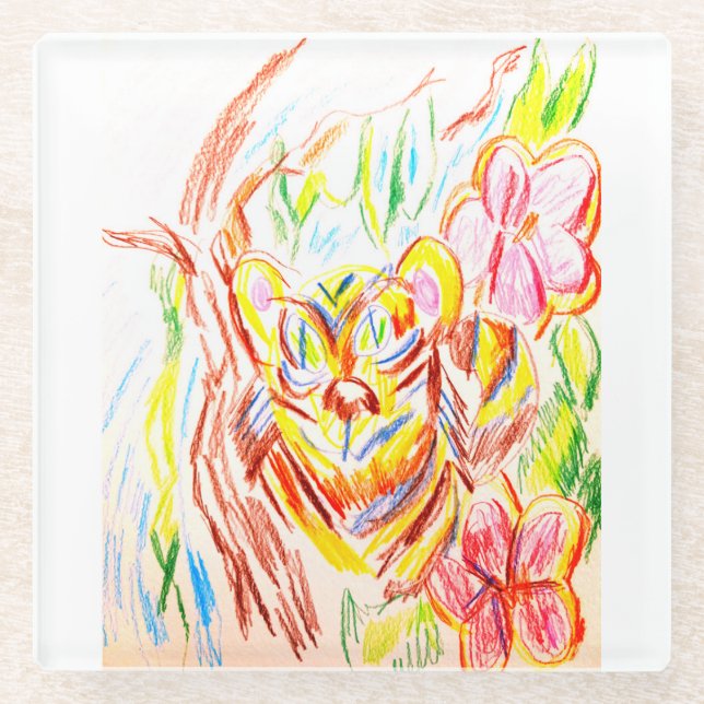 Posavasos De Vidrio Verano de la jungla tigre (Anverso)