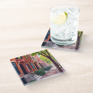 Posavasos De Vidrio Verano en Boston Brownstones de Massachusetts