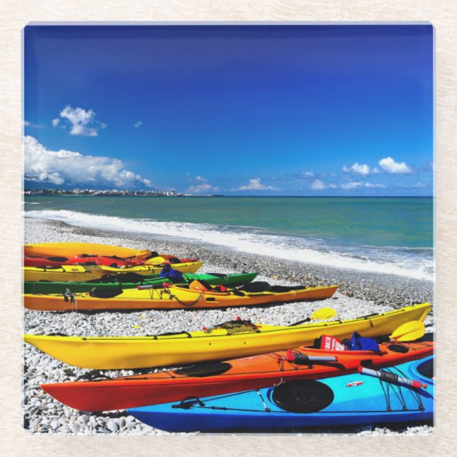 Posavasos De Vidrio Verano Kayaking (Anverso)