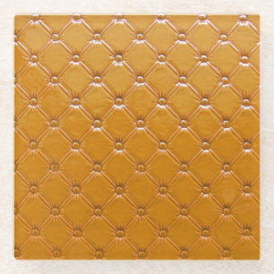 Posavasos De Vidrio Verdadera tapicería de cuero: motivos decorativos.