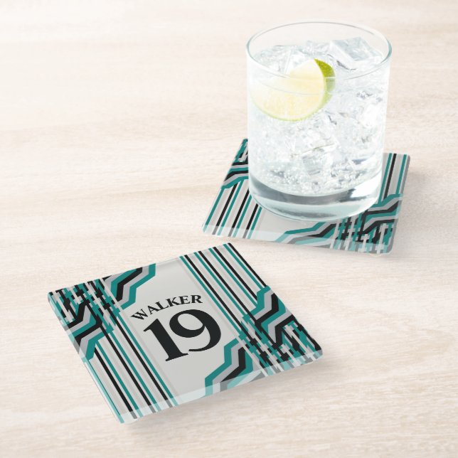 Posavasos De Vidrio Verde azulado inspirado en el deporte (Angular)