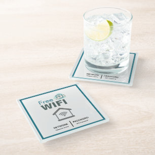 Posavasos De Vidrio Verde Blanco Minimalista Hotel Internet Wifi Gratu