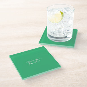 Posavasos de vidrio verde menta personalizados par