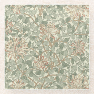 Posavasos De Vidrio Verde Suave Vintage William Morris Madreselva