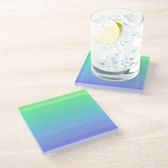 Posavasos De Vidrio Verdes brillantes y gradiente azul (Angular)