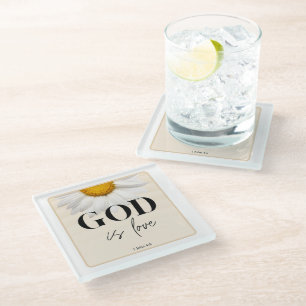 Posavasos De Vidrio Versículo bíblico Escritura floral