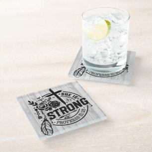Posavasos De Vidrio Verso de la Biblia Cristiana inspiradora