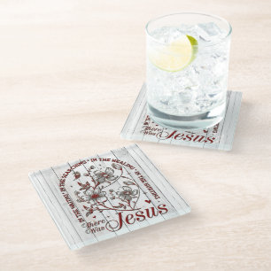 Posavasos De Vidrio Verso de la Biblia Cristiana inspiradora