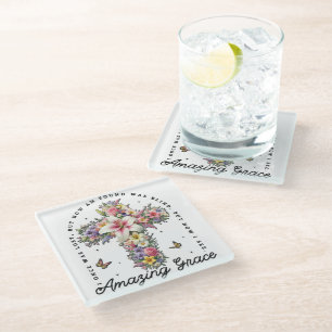 Posavasos De Vidrio Verso de la Biblia Cristiana inspiradora