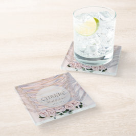 Posavasos De Vidrio Vestido de novia blanca con Rosas Bodas Chepers