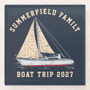 Posavasos De Vidrio Viaje en Barco Personalizado para Familias que Pra