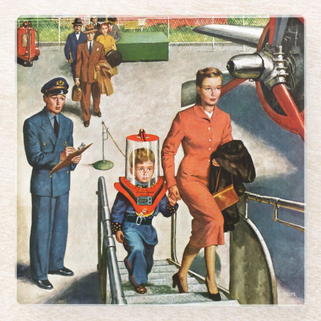 Posavasos De Vidrio Viajero del espacio (Anverso)