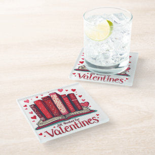 Posavasos De Vidrio Vibes románticas de lectura Cosy Valentine Gift