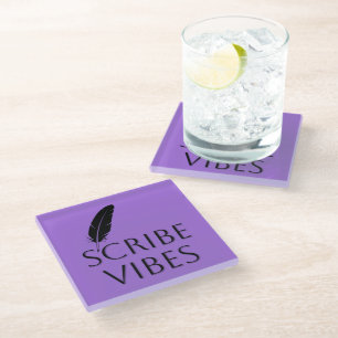 Posavasos De Vidrio Vibraciones de escriba Morado Escritores Autores P