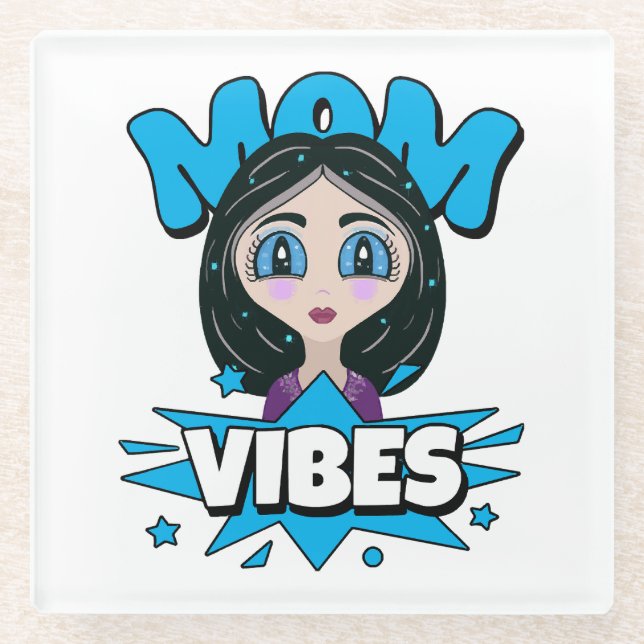 Posavasos De Vidrio Vibraciones de mamá (Anverso)