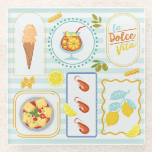 Posavasos De Vidrio Vibraciones de Verano Mediterráneo