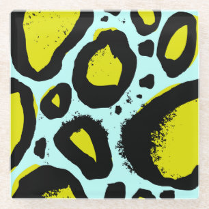 Posavasos De Vidrio Vibrancia Leopard: Coloridas Texturas Salvajes.