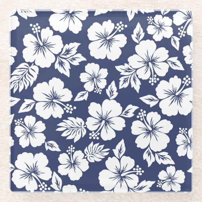 Posavasos De Vidrio Vibrante Hibiscus: Patrón floral sin foco. (Anverso)