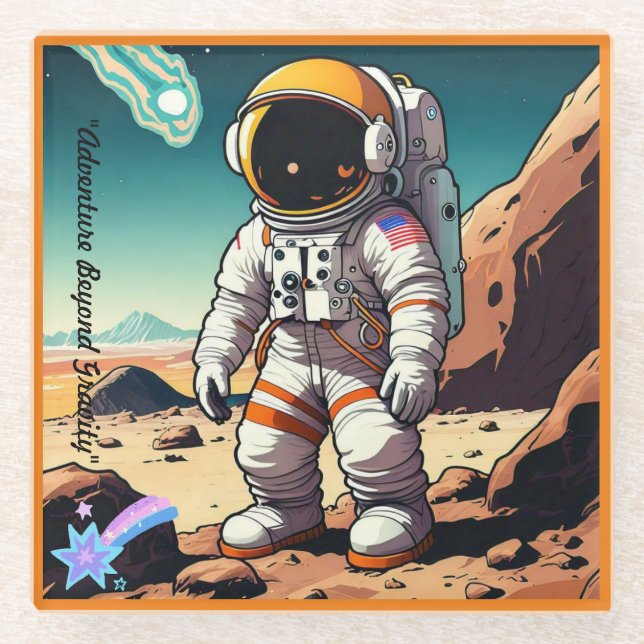 Posavasos De Vidrio "Vibrante travesía espacial" (Anverso)