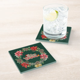 Posavasos De Vidrio Vibrantes Navidades Floral