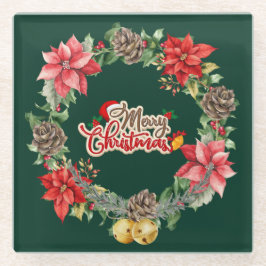 Posavasos De Vidrio Vibrantes Navidades Floral