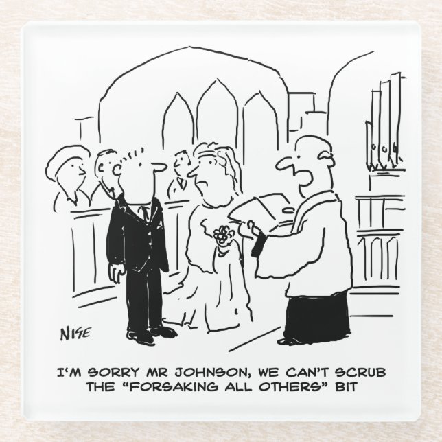 Posavasos De Vidrio Vicar, boda del Servicio de la Iglesia, no puede r (Anverso)