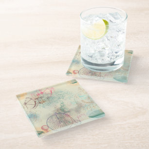 Posavasos De Vidrio Victorian Steampunk Grunge Pastel de acuarela